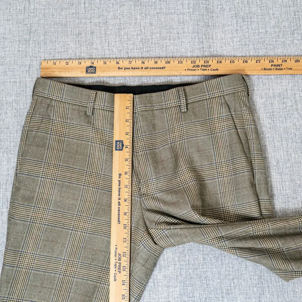 J.Crew Ludlow Slim Plaid Trouser Pants Tan brown Glen Plaid size 31